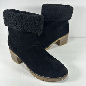 Boutique by Corkys Black Suede Faux Fur Lined Ankle Boots - Size 8